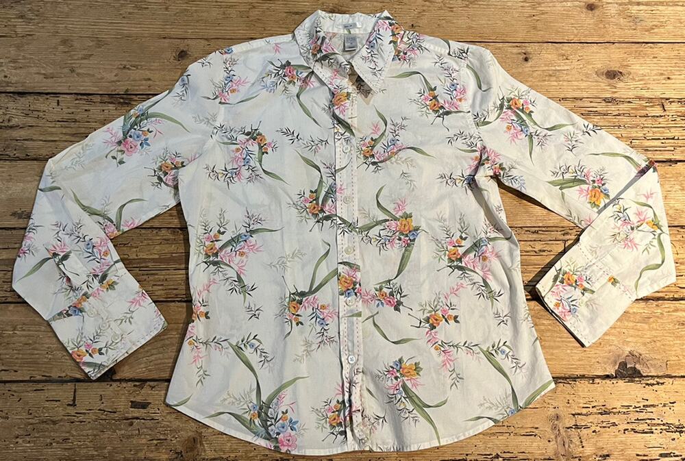Old Navy Womens Suze M Muilticolor Floral Button Up Long Sleeve NWOT easy fit